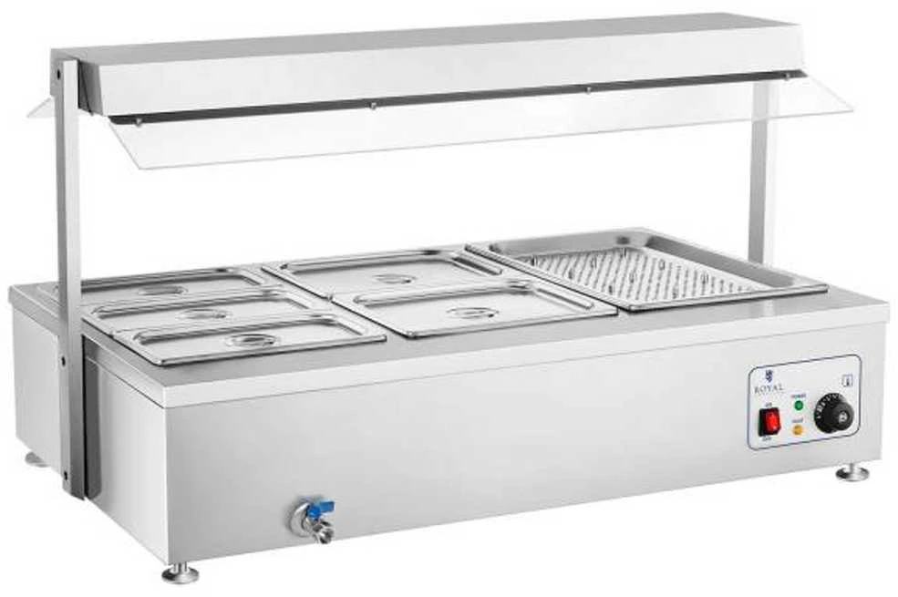 Bain-marie laisvai pastatomas vandens šildytuvas su čiaupu 6 x GN 150mm 55L Royal Catering