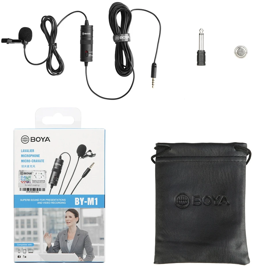 Mikrofonas BOYA 65-18000 HZ, 6.3 mm stereo adapteris, juodas / BY-M1 / BOYA10003