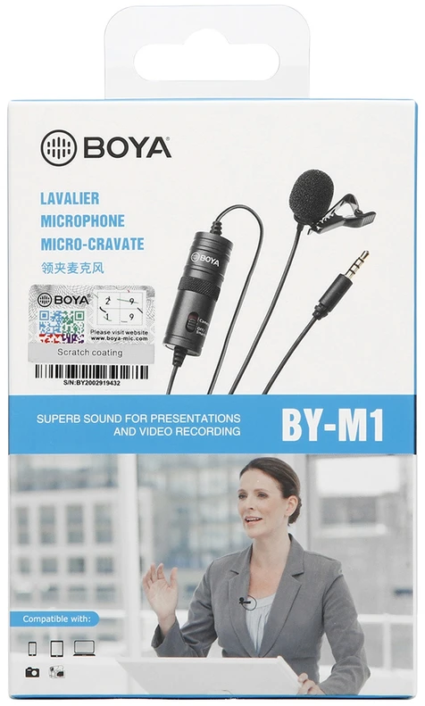 Mikrofonas BOYA 65-18000 HZ, 6.3 mm stereo adapteris, juodas / BY-M1 / BOYA10003