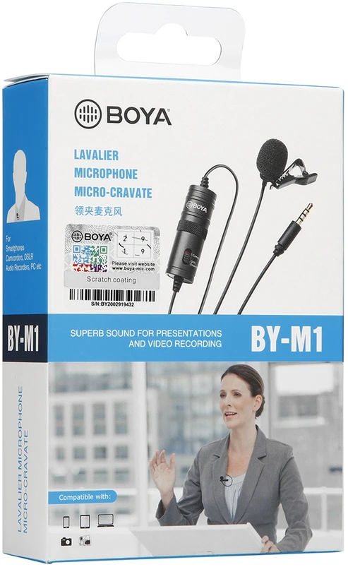 Mikrofonas BOYA 65-18000 HZ, 6.3 mm stereo adapteris, juodas / BY-M1 / BOYA10003