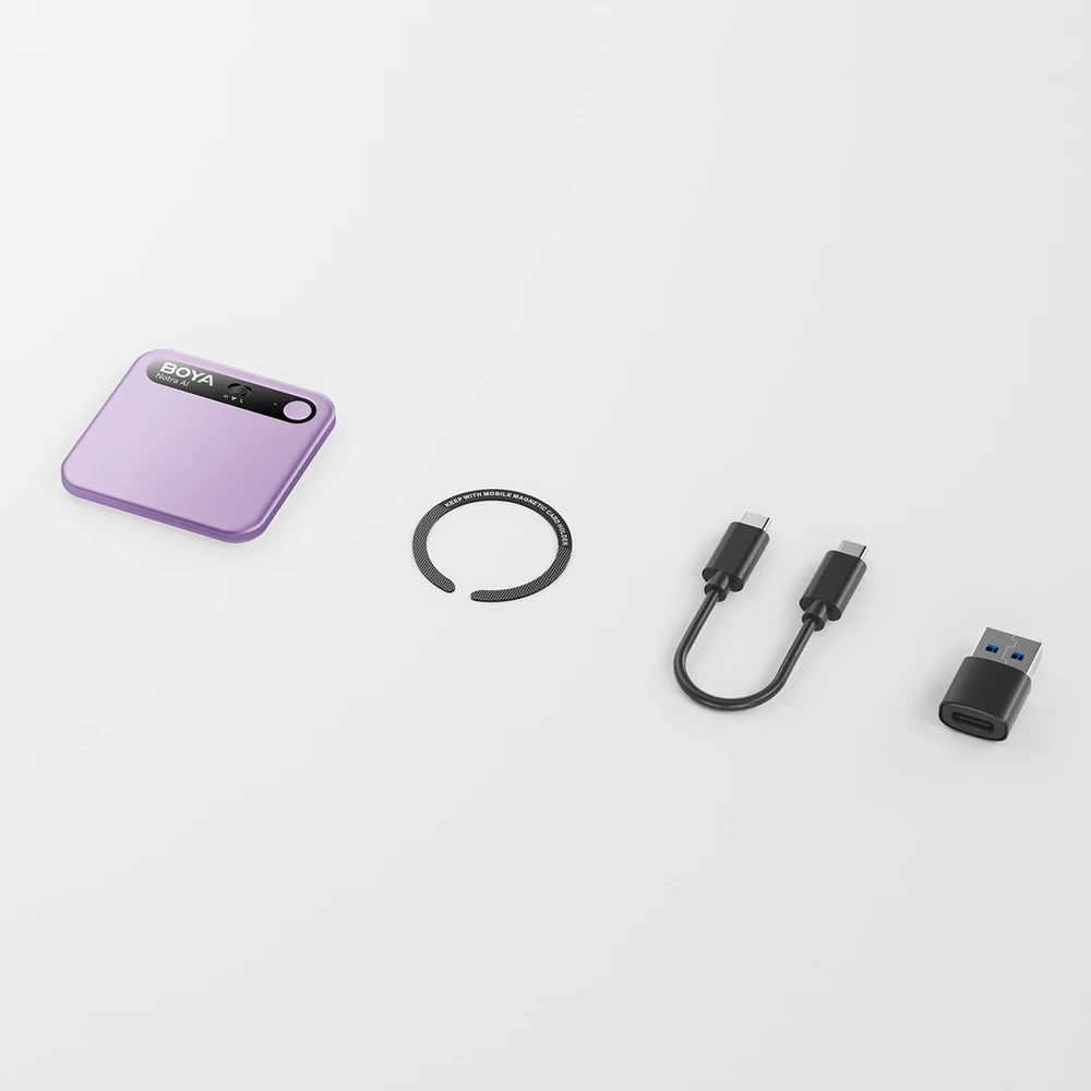 Diktofonas BOYA Notra Voice Recorder with AI Transcription - Violetinė