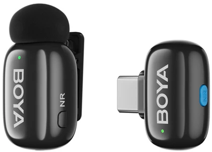 Mikrofony BOYA mini 2-02 belaidės 2.4GHz USB-C - juoda