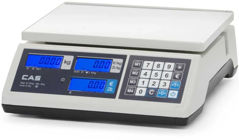 Virtuvinės svarstyklės CAS Svarstyklės apskaičiuojamos prekybos su legalizavimu iki 15 kg 290x209 mm