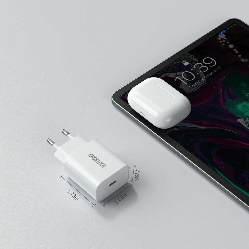 Choetech Q5004 EU USB-C tinklo įkroviklis, 20 W (baltas)