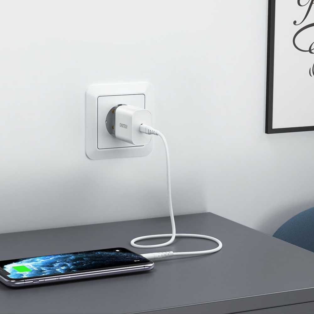 Choetech Q5004 EU USB-C tinklo įkroviklis, 20 W (baltas)