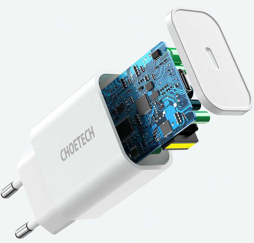 Choetech Q5004 EU USB-C tinklo įkroviklis, 20 W (baltas)