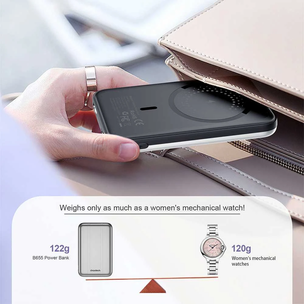 Išorinė baterija su MagSafe CHOETECH, 10W, 5000mAh