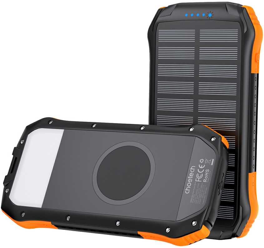 Išorinė baterija su saulės įkrovimu CHOETECH, 10000mAh, 2xUSB