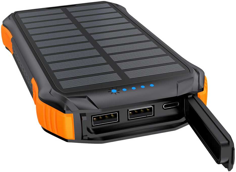 Išorinė baterija su saulės įkrovimu CHOETECH, 10000mAh, 2xUSB