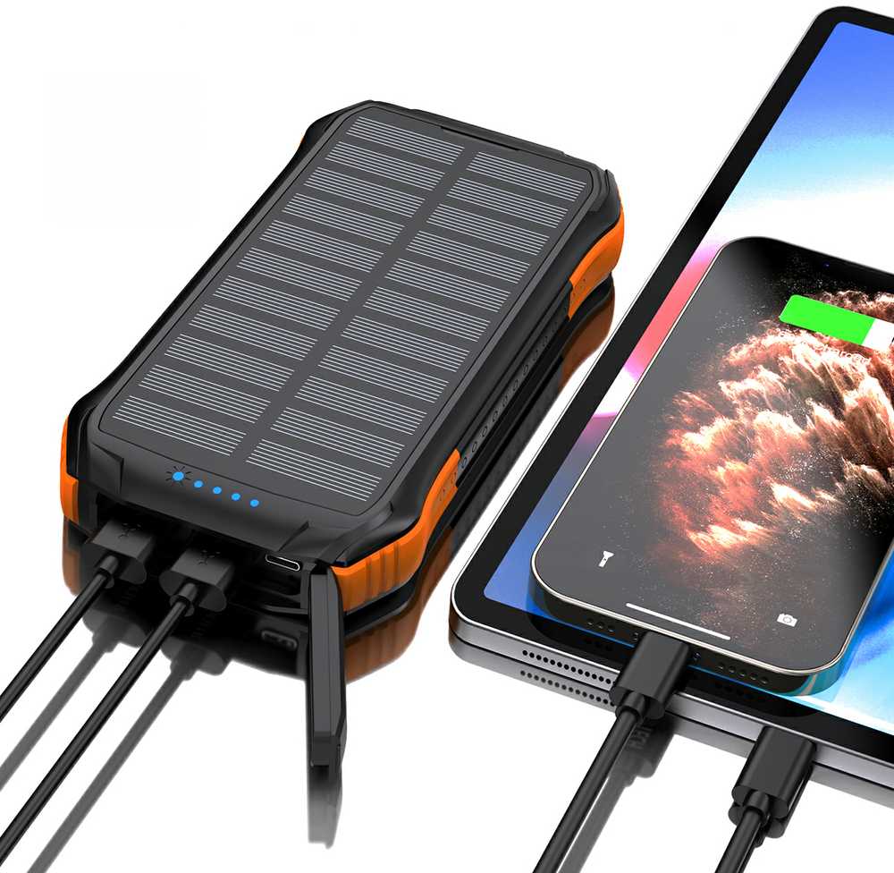 Išorinė baterija su saulės įkrovimu CHOETECH, 10000mAh, 2xUSB