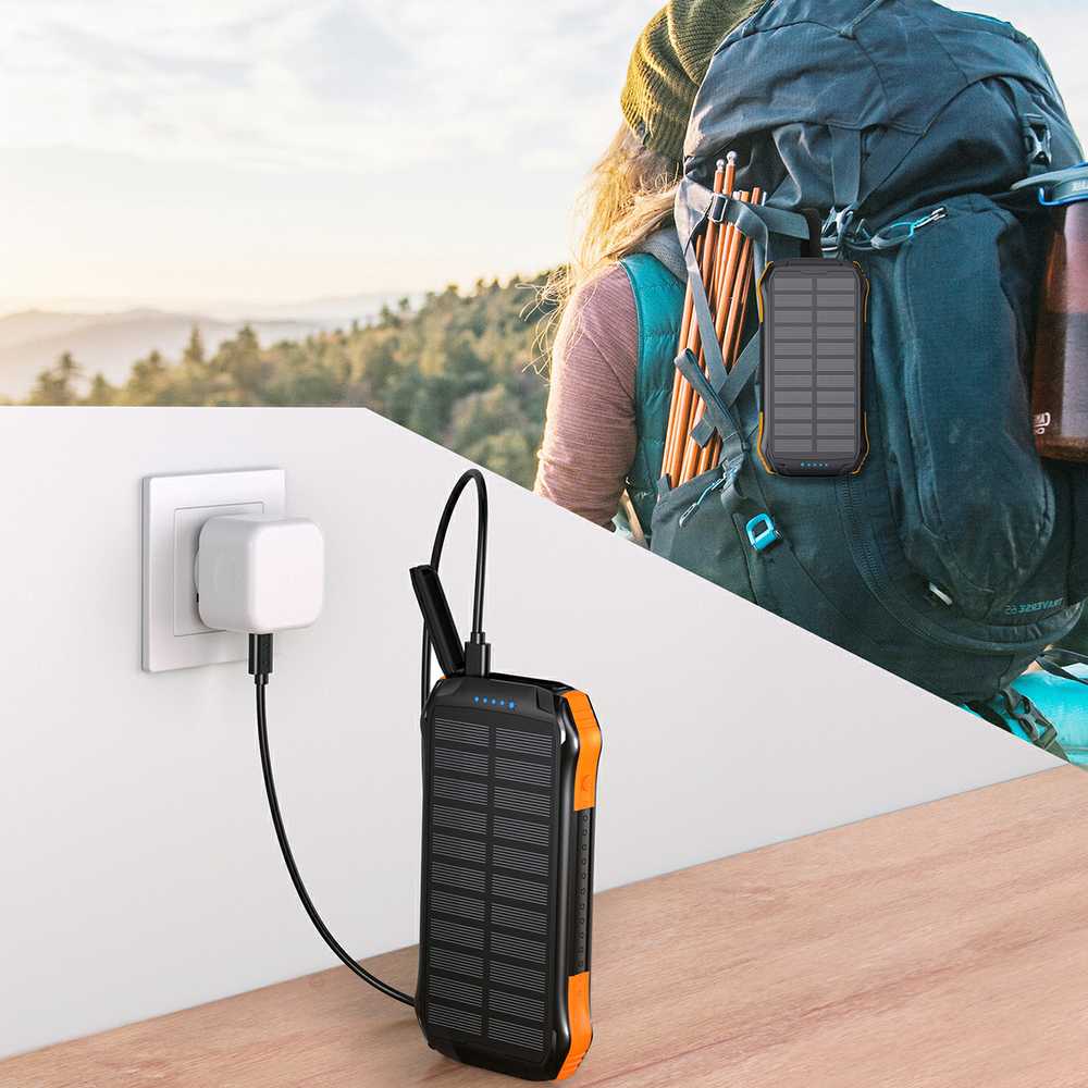 Išorinė baterija su saulės įkrovimu CHOETECH, 10000mAh, 2xUSB