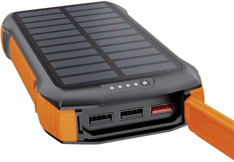 Choetech B567 saulės energijos blokas su indukciniu įkrovimu 3x USB 20000mAh 20W / QC 18W / Qi 10W (juodai oranžinė)