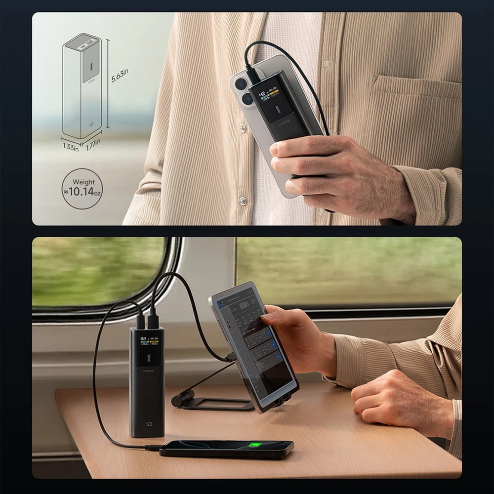 Powerbank Cuktech CKPB100PGLBL 150W 10000mAh USB-C USB-A – juodos spalvos