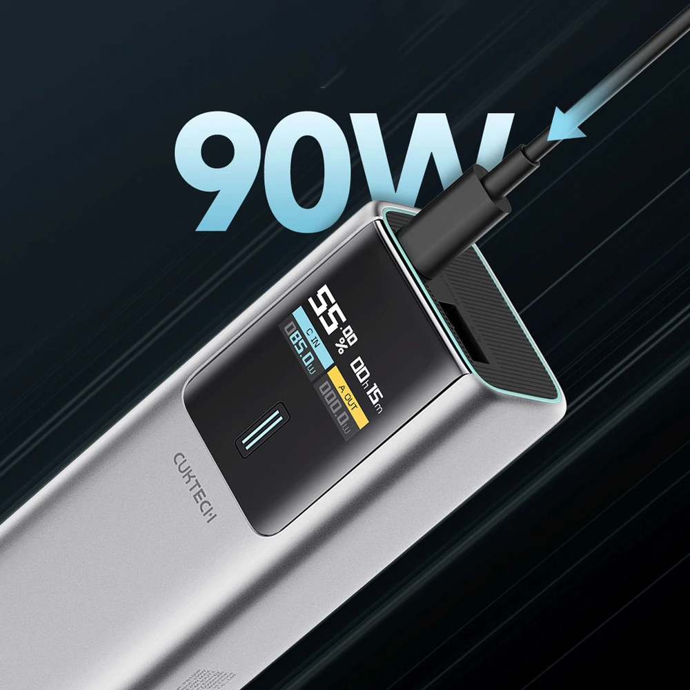 CUKTECH CKPB100PGLBL išorinės baterijos 150W 10000mAh USB-C USB-A - Pilka