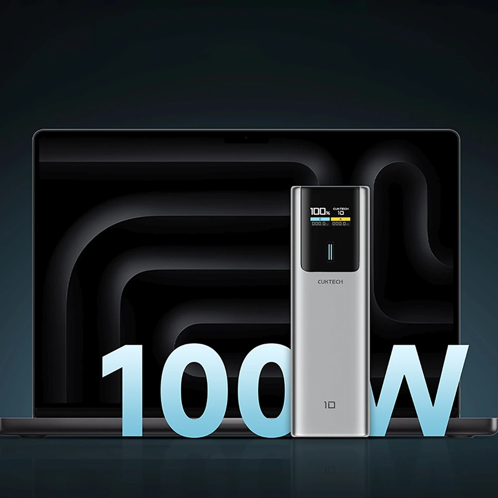 CUKTECH CKPB100PGLBL išorinės baterijos 150W 10000mAh USB-C USB-A - Pilka