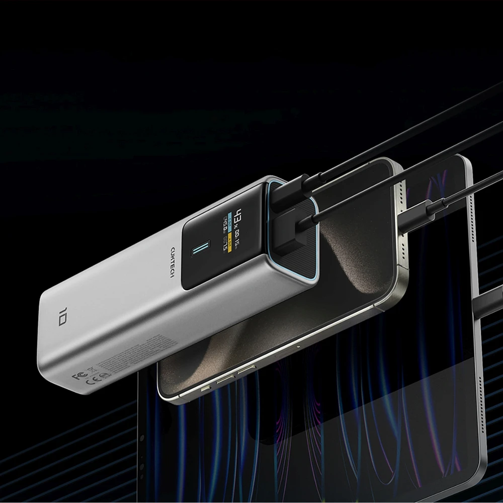 CUKTECH CKPB100PGLBL išorinės baterijos 150W 10000mAh USB-C USB-A - Pilka