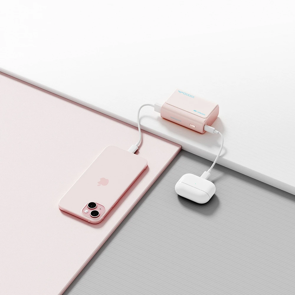 Nešiojamoji baterija Cuktech CP13 30W 10000mAh USB-C + USB-A - rožinė
