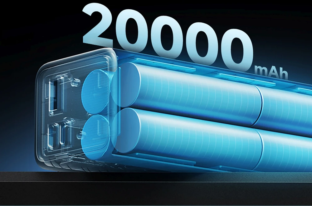 Išorinė baterija Cuktech CUKP200XGLGR 100W 20000mAh 2 x USB-C 1 x USB-A – pilkos spalvos