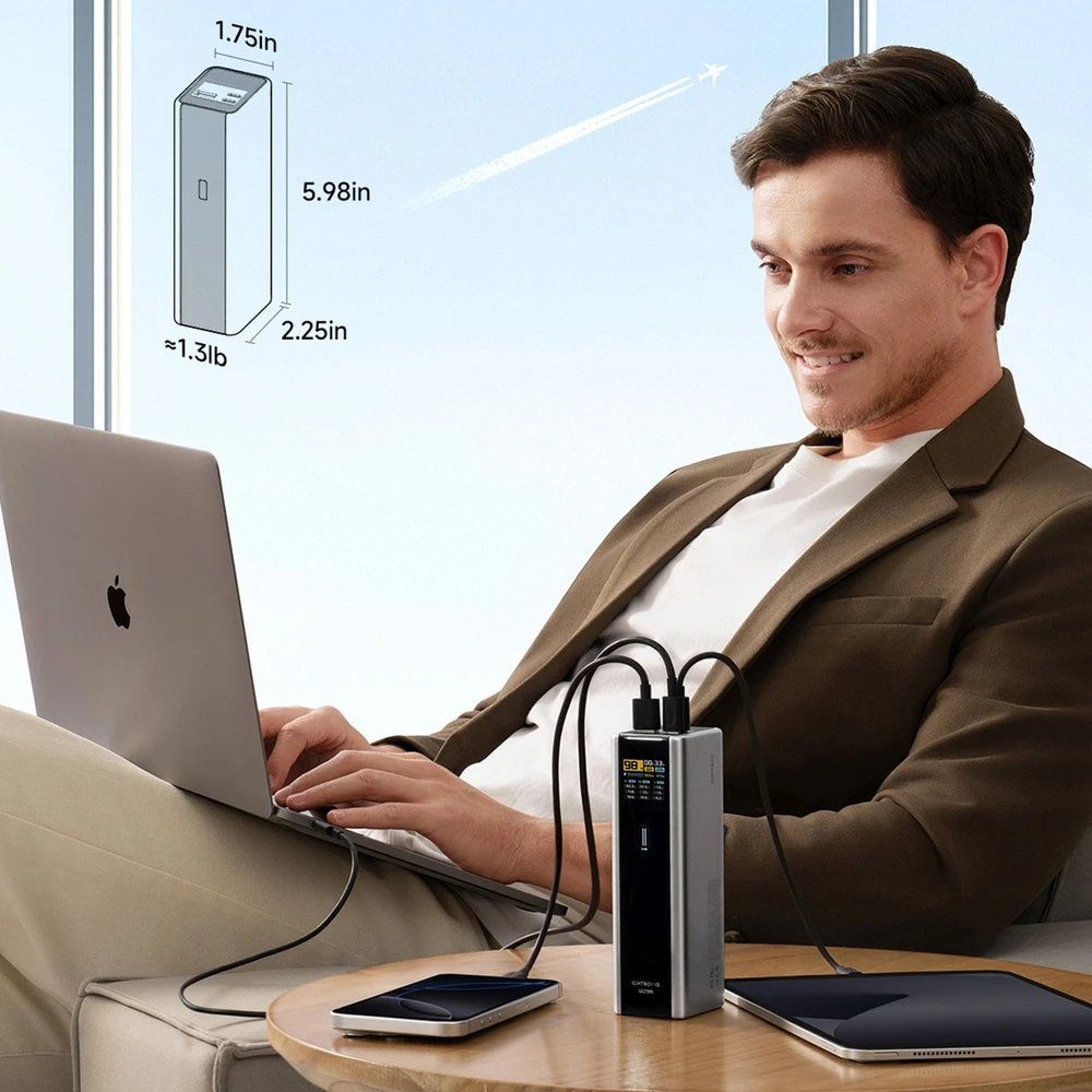 Powerbank Cuktech CKPB200UGLGR 210W 20000mAh 2 x USB-C 1 x USB-A – pilkos spalvos