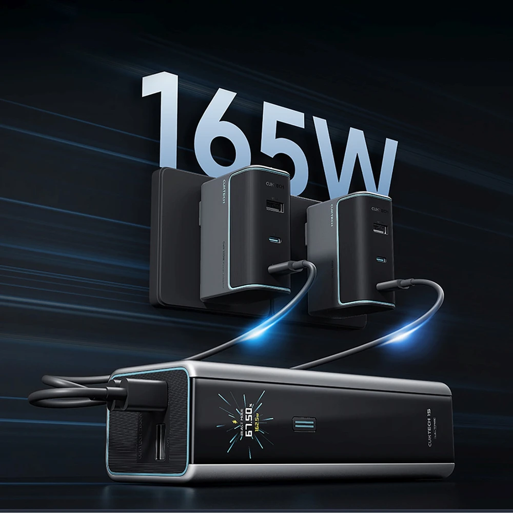 Powerbank Cuktech CKPB200UGLGR 210W 20000mAh 2 x USB-C 1 x USB-A – pilkos spalvos