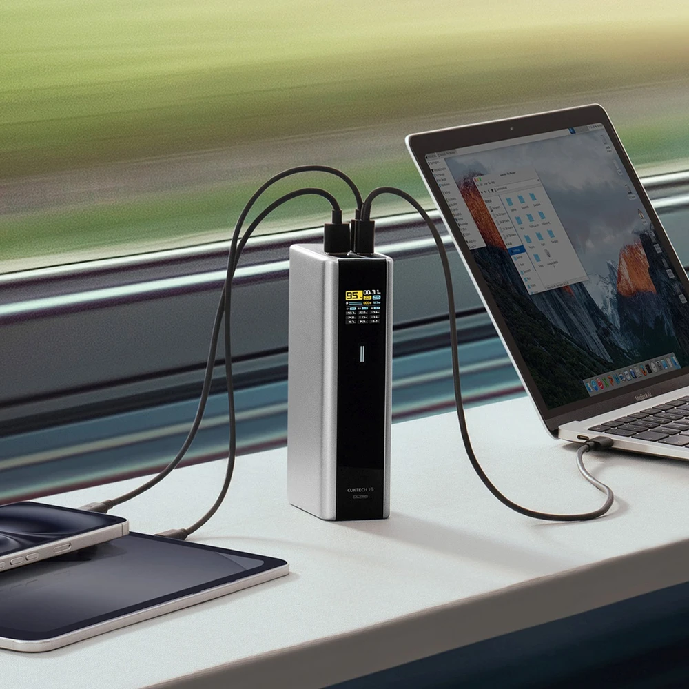 Powerbank Cuktech CKPB200UGLGR 210W 20000mAh 2 x USB-C 1 x USB-A – pilkos spalvos