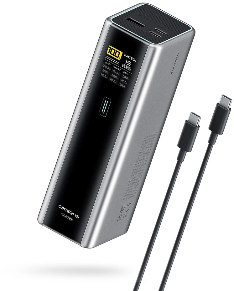 Powerbank Cuktech CKPB200UGLGR 210W 20000mAh 2 x USB-C 1 x USB-A – pilkos spalvos