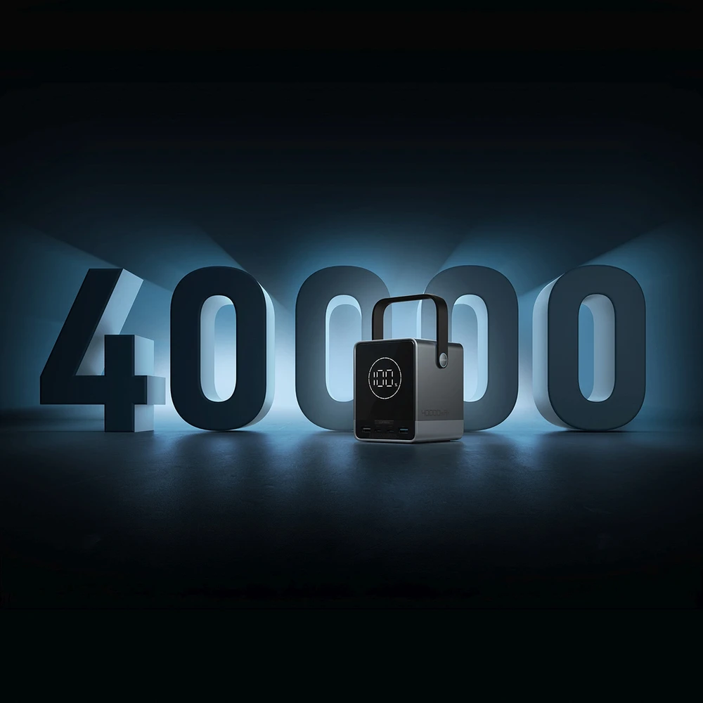 Cuktech išorinė baterija 300W 40000mAh su belaidžiu įkrovimu 2x USB-C + 2x USB-A - Juodas