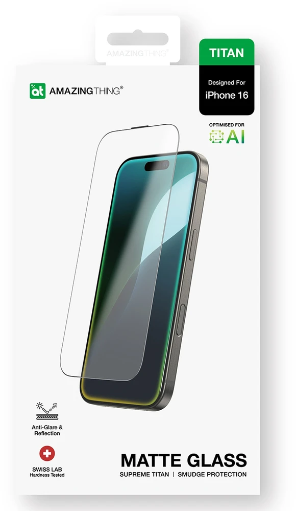 AmazingThing Titan Matte Glass apsauginis stiklas for iPhone 16