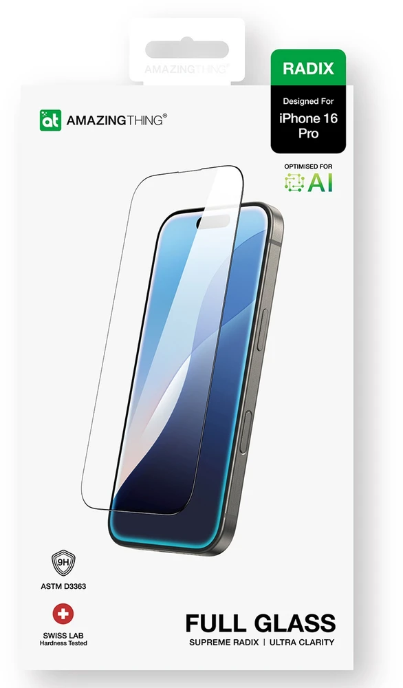 „AmazingThing Radix Full Glass“ grūdintas stiklas, skirtas „iPhone 16 Pro“