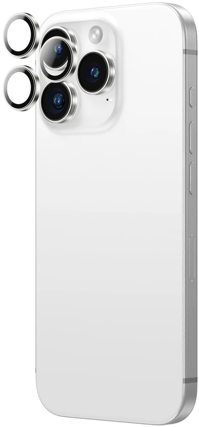„AmazingThing AR“ aliuminio 3 objektyvų stiklas su kameros objektyvo rėmeliu, skirtas „iPhone 16 Pro“ / „16 Pro Max“ – „Sidabrinis“