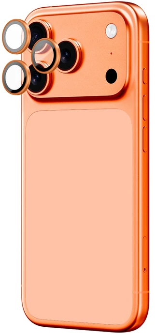 „AmazingThing“ lęšių stiklas, skirtas „iPhone 17 Pro“ / „Pro Max“ – su oranžiniu rėmeliu