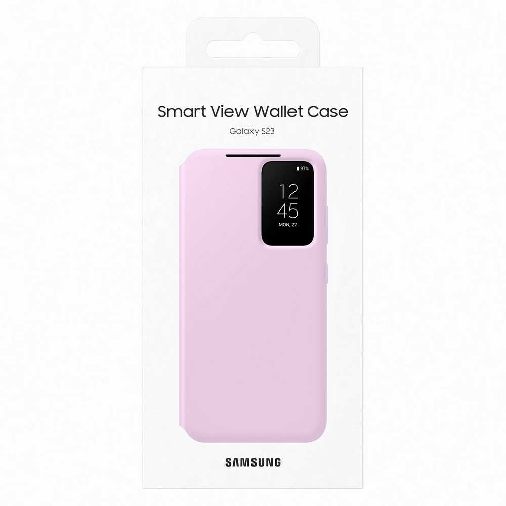 „Samsung Galaxy S23 Smart View“ piniginės dėklas, alyvinis