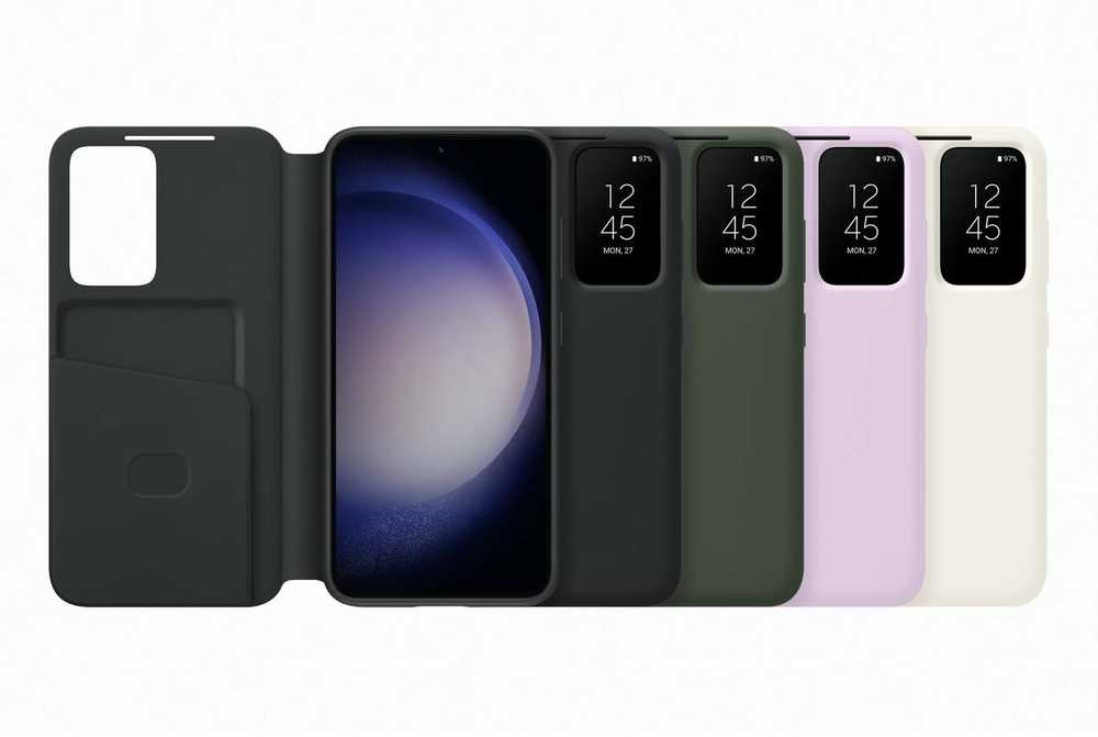 „Samsung Galaxy S23 Smart View“ piniginės dėklas, alyvinis