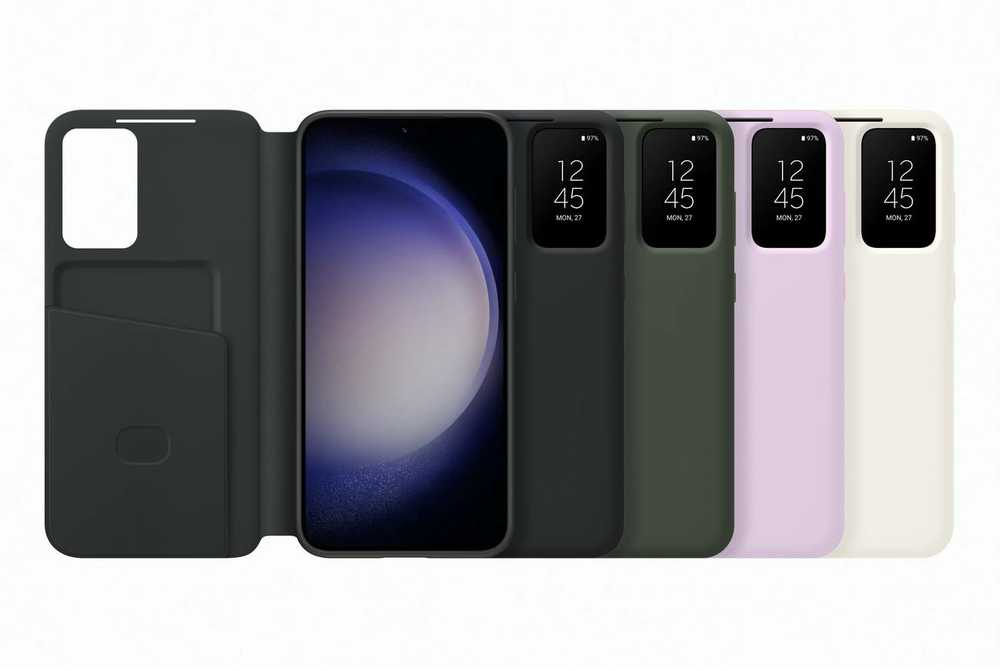 Dėklas Samsung Galaxy S23+ Smart View Wallet Case Kremas