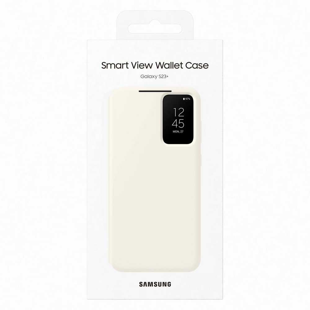 Dėklas Samsung Galaxy S23+ Smart View Wallet Case Kremas