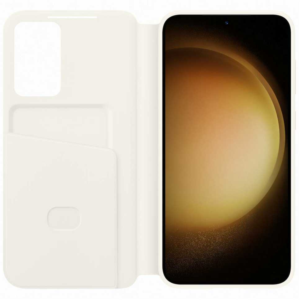 Dėklas Samsung Galaxy S23+ Smart View Wallet Case Kremas