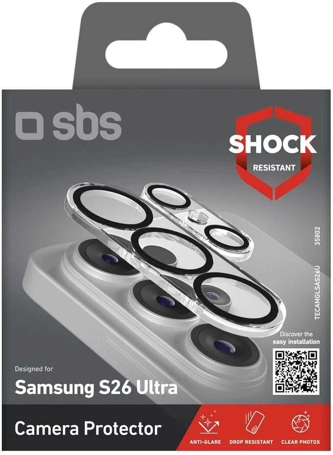SBS rear camera protective glass skirtas Samsung Galaxy S26 Ultra – with juodas frame
