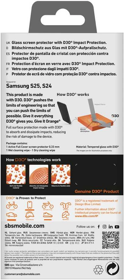 Apsauginis stiklas SBS Apsauginis stiklas D3O su rėmeliu Samsung Galaxy S25 / S24