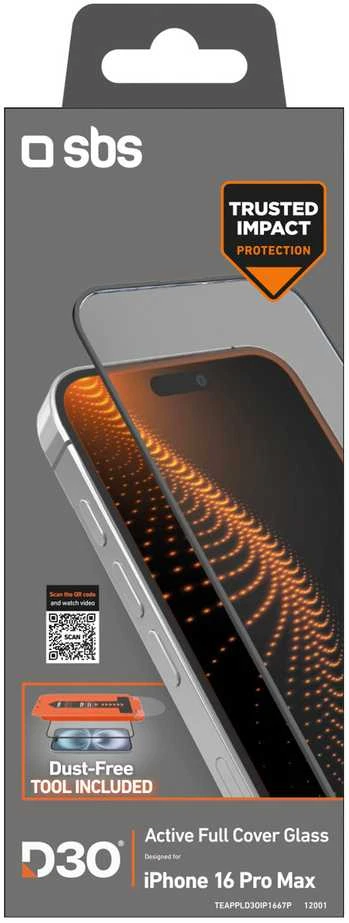 SBS apsauginis stiklas with D3O technology with applicator skirtas iPhone 16 Pro Max