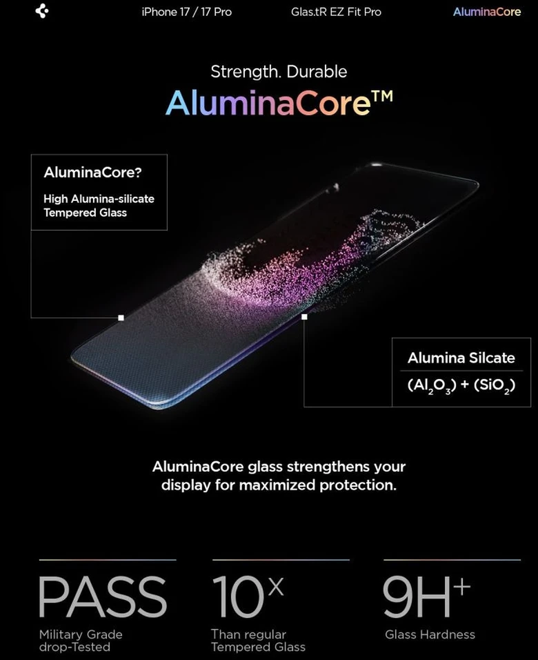 Spigen Glas.TR EZ Fit Pro Apsauginis stiklas skirtas Apple iPhone 16 Pro / 17 / 17 Pro – Transparent