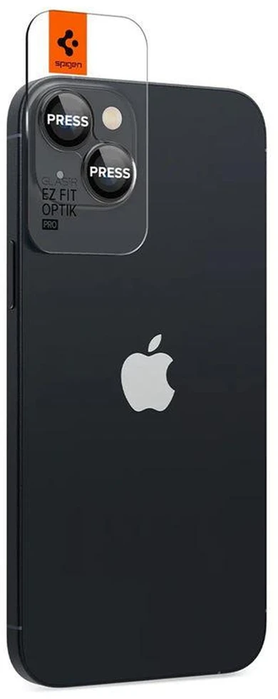 Spigen OPTIK.TR „EZ Fit” Kameros apsauga 2-pack Apple iPhone 14/14 Plus juodos spalvos