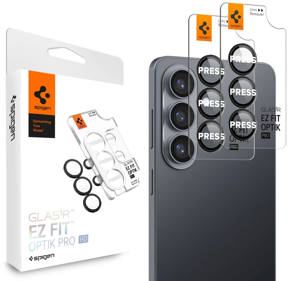 Spigen Glas.Tr Ez Fit Optik Pro HD Kamera Cover 2-pack skirtas Samsung Galaxy S26 – Juodas