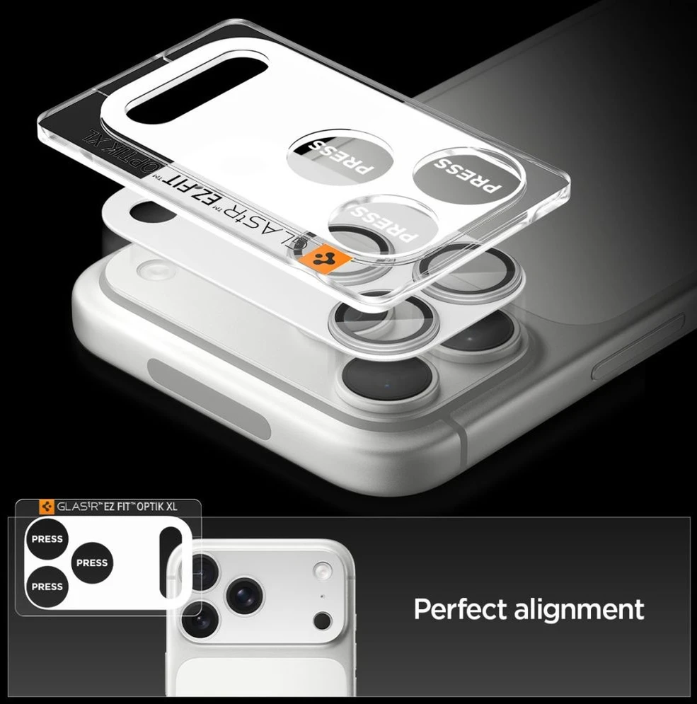 Spigen Optik Pro XL Camera Lens Glass for iPhone 17 Pro - Sidabrinis