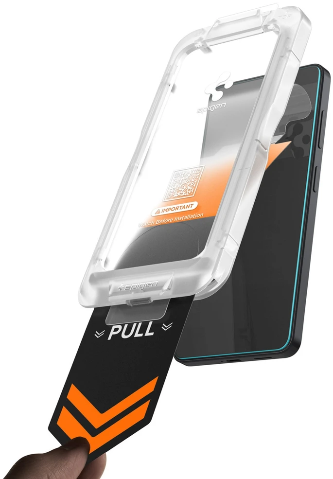 „Spigen Glass tR EZ Fit Pro HD“ (privatumo) 2 vnt., skaidrūs – „Samsung Galaxy S26“