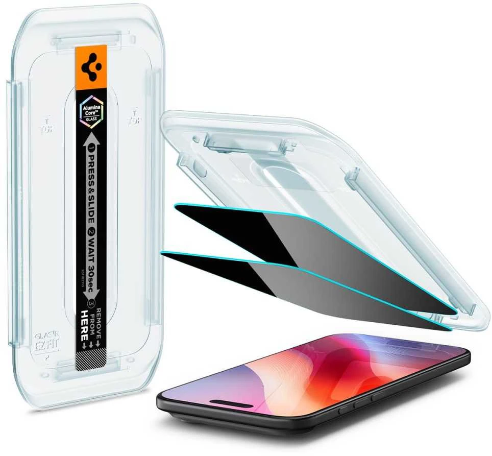 Ekrano apsauginis stiklas Spigen Glass tR EZ Fit (Privacy) 2 Pack, transparency - iPhone Air