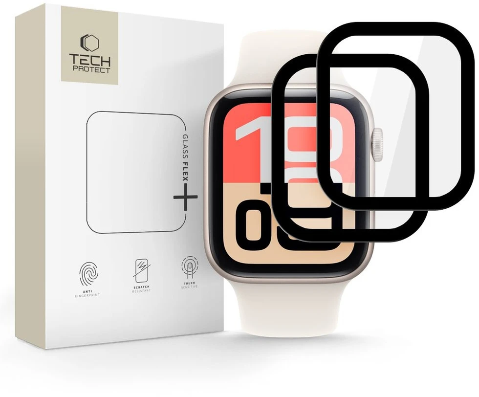 „Tech-Protect Glass Flex+“ 2 vnt. pakuotė, skirta „Apple Watch 40mm“ – Juodas