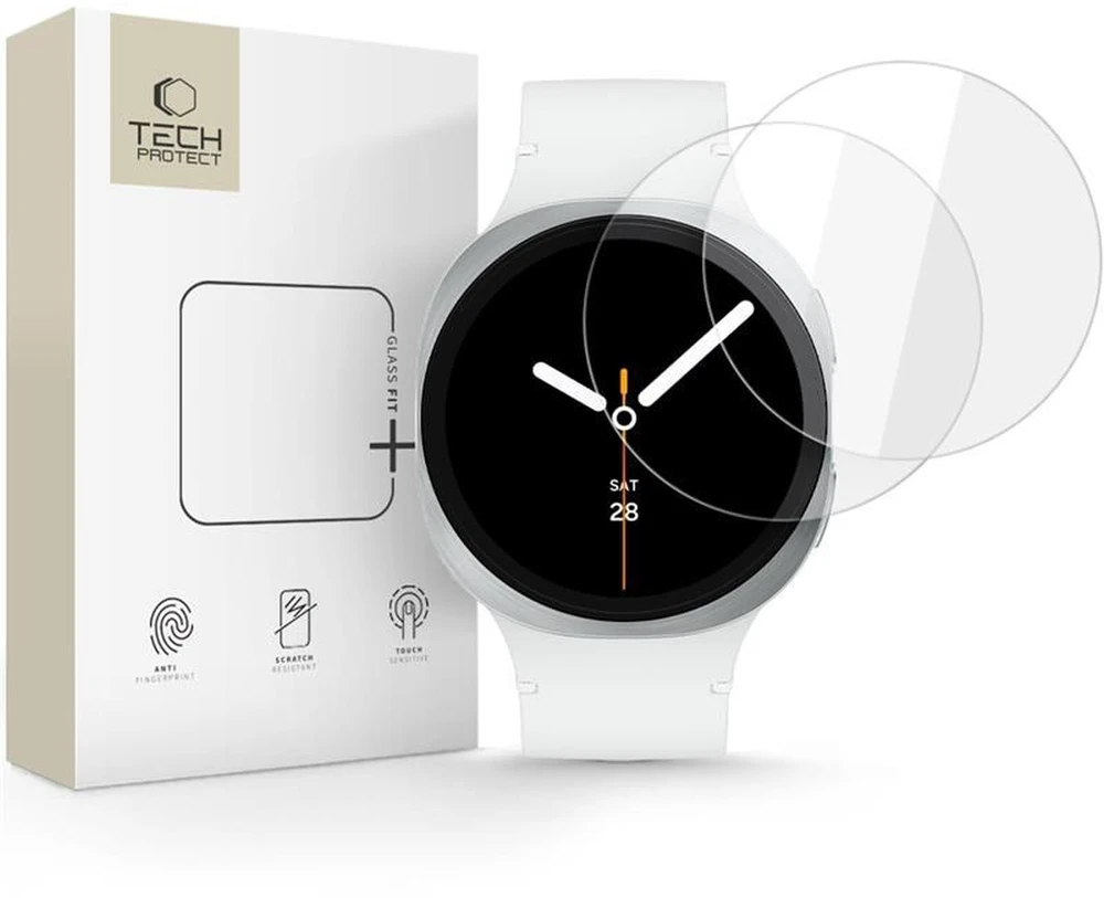 Tech-Protect Glass Fit+ 2-pack apsauginis stiklas skirtas Samsung Galaxy Watch 8 40mm – transparent