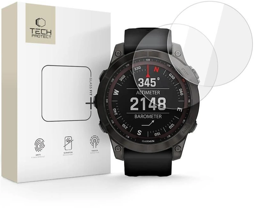 Spigen Tech-Protect Glass Fit+ 2-pack apsauginis stiklas skirtas Garmin Fenix 7 / 7 Pro – skaidrus