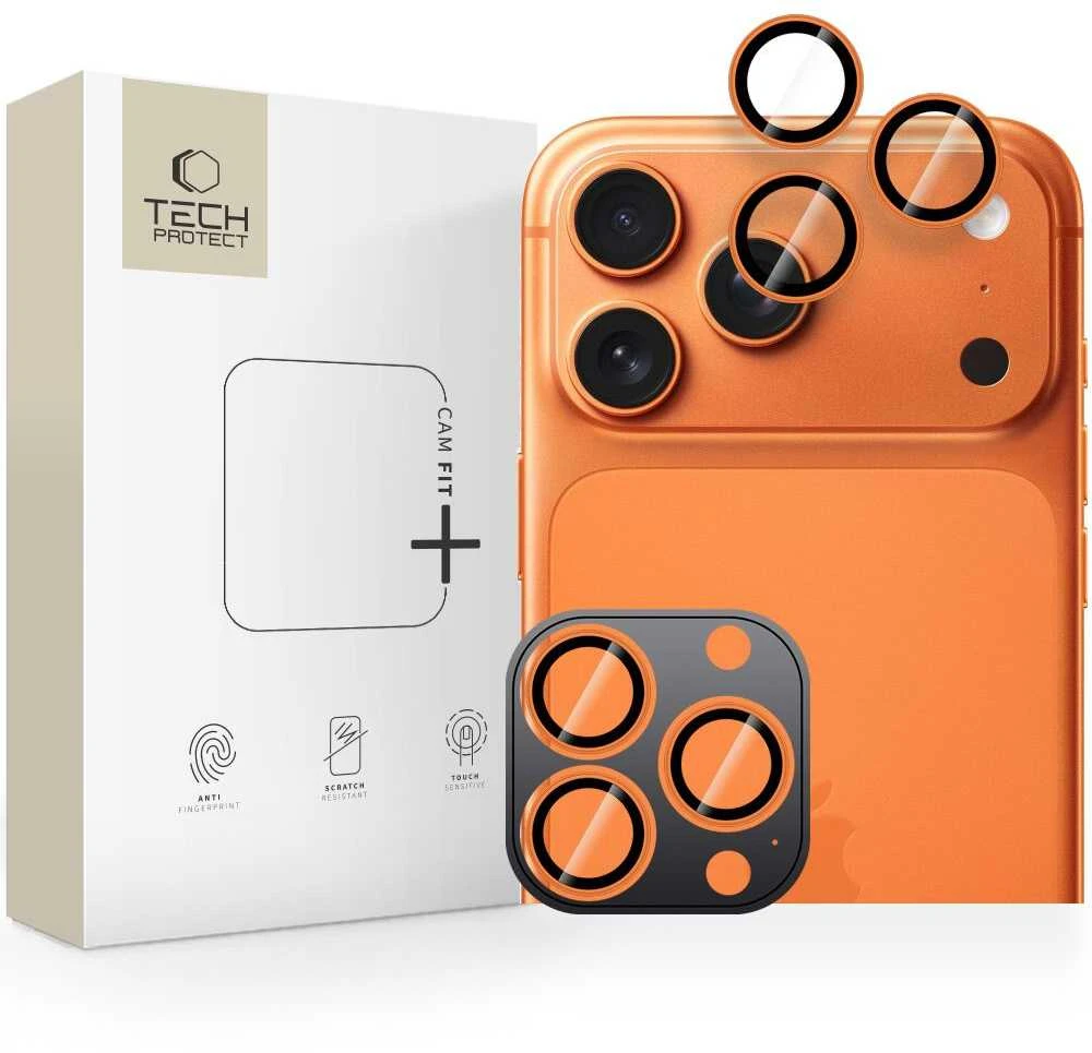 „Tech-Protect Camring Fit+“ kameros dėklas, skirtas „iPhone 14 Pro / Max / 15 Pro / Max / 16 Pro / Max / 17 Pro / Max“ - oranžinis