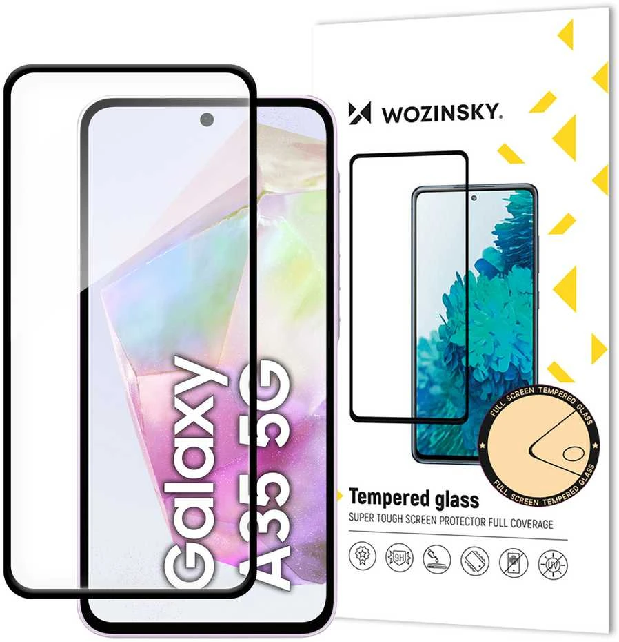 Wozinsky Full Glue Apsauginis stiklas Samsung Galaxy A35 su juodu rėmeliu